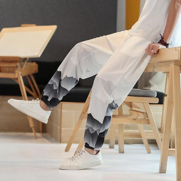 

japanese harem pants harajuku men fashion clothes summer vintage print trousers samurai streetwear modern casual loose 2021 ethnic clothing, Red