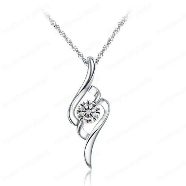 

925 sterling silver woman fashion jewelry crystal zircon hollow heart pendant necklace length 45cm