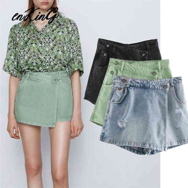 

england high street vintage cross asymmetry denim mini skirt women faldas mujer moda skirts 210628, Black