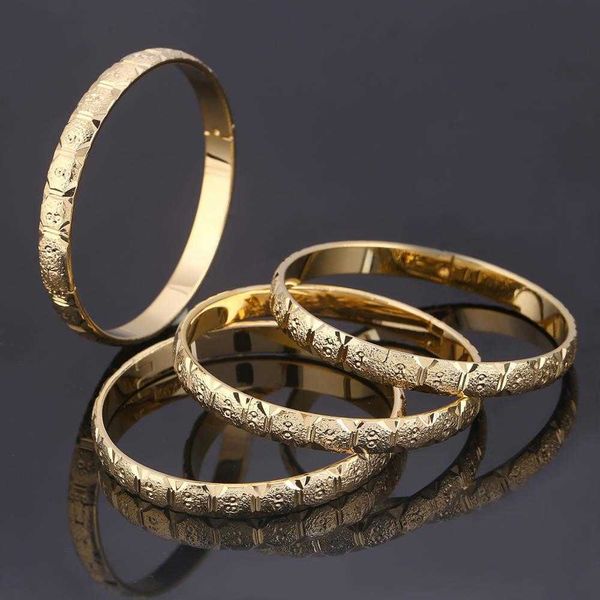 

4pcs fashion bangle jewelry duabi ethiopian gold color women bangles jewelry gift q0720, Black