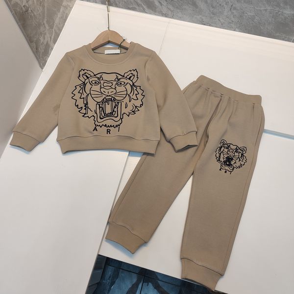 

designer kids jackets + pants sets embroidery technology childrens autumn round neck tracksuit clothing long sleeve trousers set girls sport, White