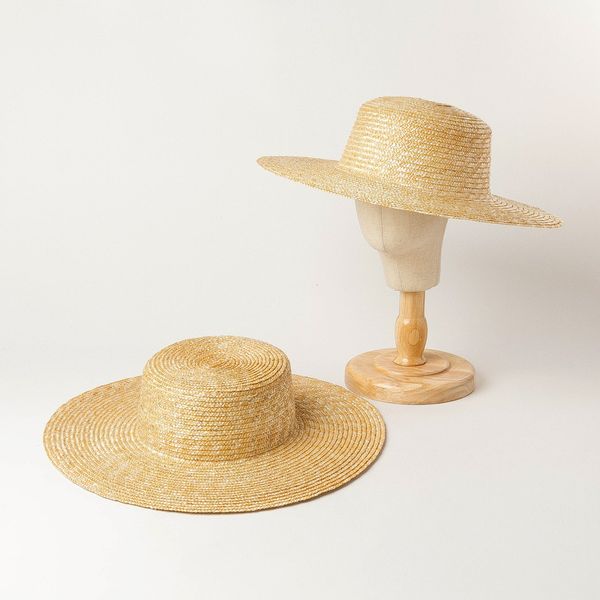 

kids woven wide-brimmed straw hats boys summer girls big brim flat-cap children lafite grass weaving sunhats holiday beach caps visor a6268, Yellow