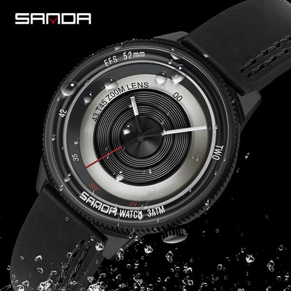 

wristwatches sanda watch pographer series fashion trend waterproof men's quartz belt cool korean, Slivery;brown