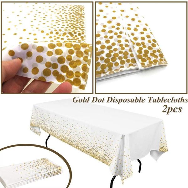 

table cloth plastic tablecloths gold dot disposable dining waterproof kitchen bbq cover decorative #40
