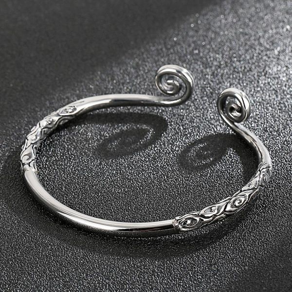 

retro journey to the west gold hoop men's bracelet 316l stainless steel fashion personalized gift bangle, Black