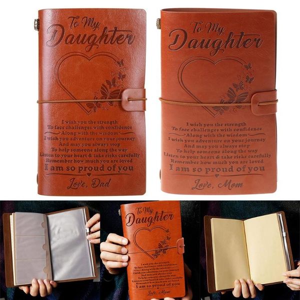 

vintage engraved faux leather journal notebook diary to my dad mom travel notepad gift 20x12cm notepads, Purple;pink