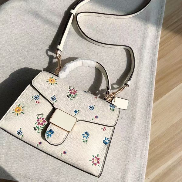 

fashion flowers design hourglass bag white cute hasp genuine leather handbags brand flap bags cross body single shoulder, Black;red