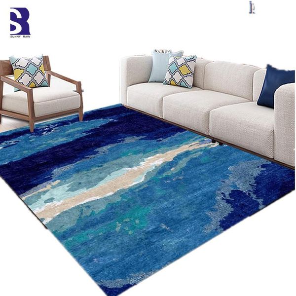 

sunnyrain 1-piece abstract blue rug floor and carpets living room area for bedroom rugs kitchen slip resistance