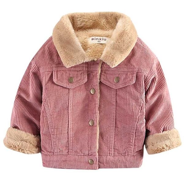 

corduroy long-sleeved plus velvet jacket autumn and winter children's clothing boy coat girl clothes wear 1-6 year 211204, Blue;gray