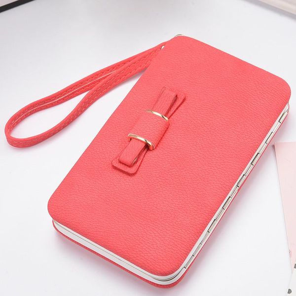 

wallets wallet female women's snap coin purse phone bag bow multi-card bit card holder women luxury billetera mujer, Red;black