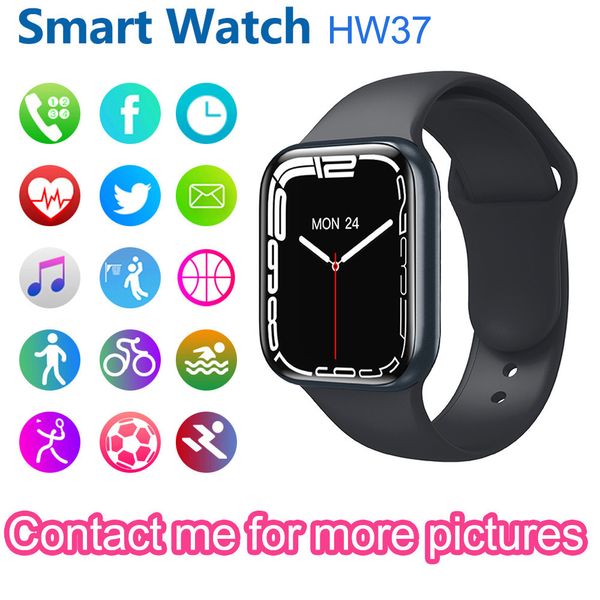 

hw37 smart watches waterproof sport fitness tracker smartwatch bluetooth call 44mm series 7 men women watch heart rate blood pressure for an