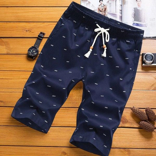 

men's shorts casual sports summer loose korean version of thin ice silk five-point beach pants big clothing printed fashion, White;black