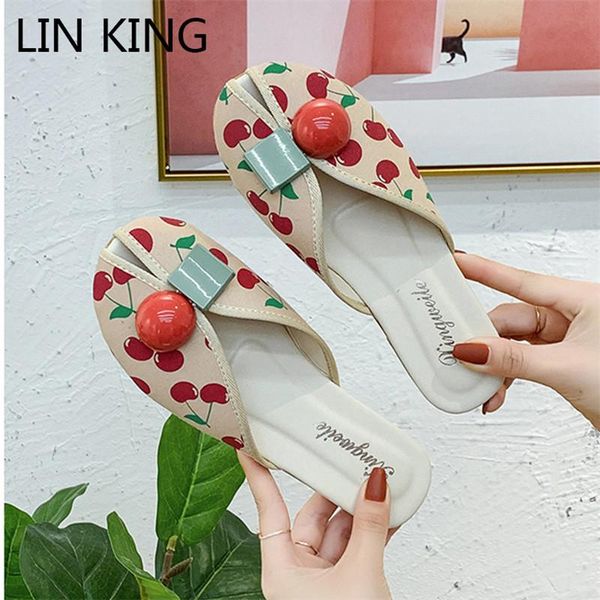 

slippers lin king fashion cherry for women cute print slides shoes comfortable anti skid flip flops ladies outdoor beach, Black