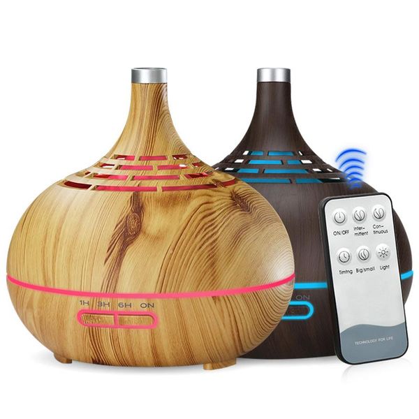

400ml electric air humidifier with 7 colors led night light essential oil aroma diffuser wood base for home office car humidifiers