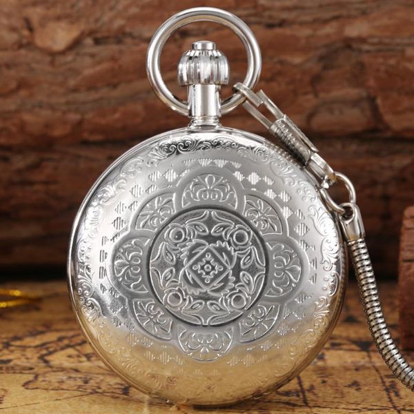 

pocket watches fashion watch automatic mechanical copper case pendant casual silver lot present for men women, Slivery;golden