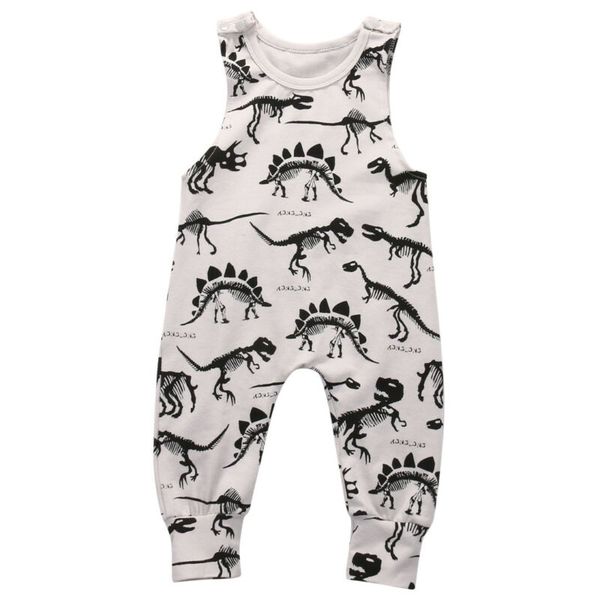

cute baby boys dinosaur romper long pants jumpsuit summer clothes outfits, White
