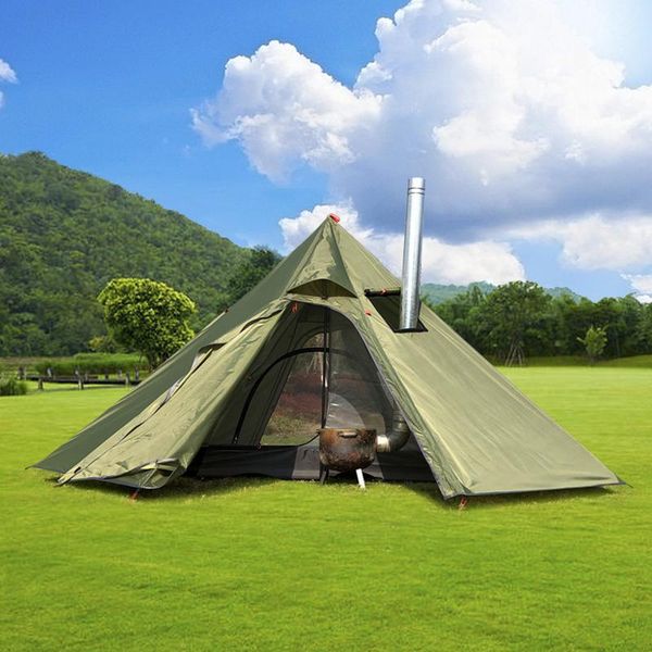 

camping tent travel waterproof and anti-wind traveling with chimney hole 3-4 person tents awnings shelter shelters