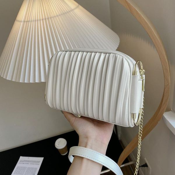 

evening bags trendy solid color organ pleated pu small square bag shoulder messenger 2021 foreign trade export