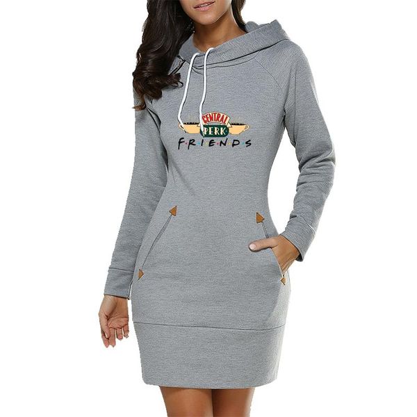 

casual dresses bikinis secret women hoodies dress autumn winter hooded sweatshirt ladies long sleeve round neck pocket pullover, Black;gray