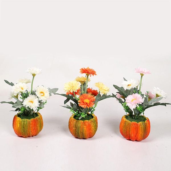 

decorative flowers & wreaths diy pumpkin shaped potted plants thanksgiving decorations autumn artificial sun flower pots festive home decor