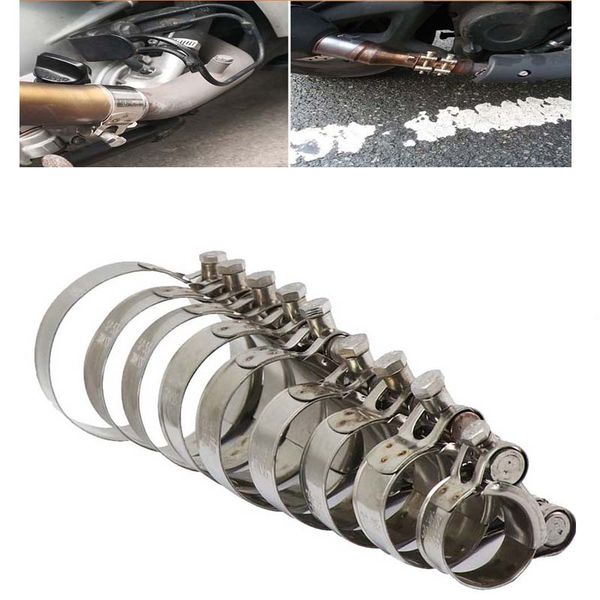 

stainless steel motorcycle exhaust system clamp hose clip for slip-on type motobike muffler silencer 26-63mm moto clamps parts