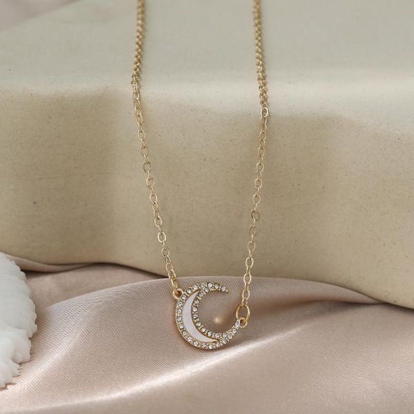 

chokers moon collarbone chain necklace for women in 2021 fashion light luxury minimalist decorative choker, Golden;silver