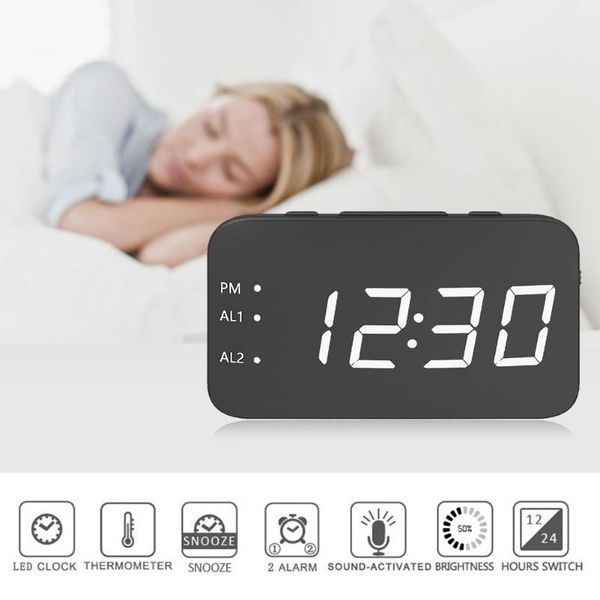 

digital table alarm clock snooze led large number rectangle deskmultifunction desk & clocks