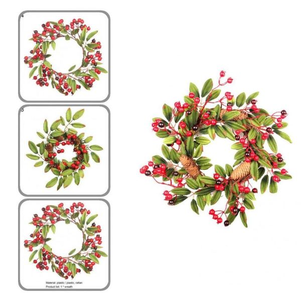 

decorative flowers & wreaths round practical xmas rattan wreath pendants bright-colored pine cone delicate for showcase