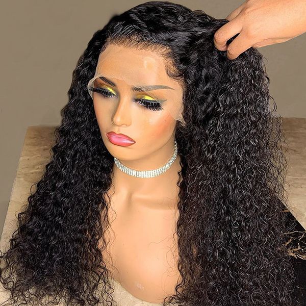 

natural hairline looking 180 density soft kinky curly lace front wig for women black with baby hair glueless daily cosplay 26 inch long heat, Black;brown