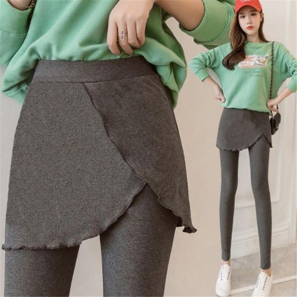 

women's leggings women high wasted black grey skinny jeggings for cotton spandex capri 2021 autumn skirt leggins mujer