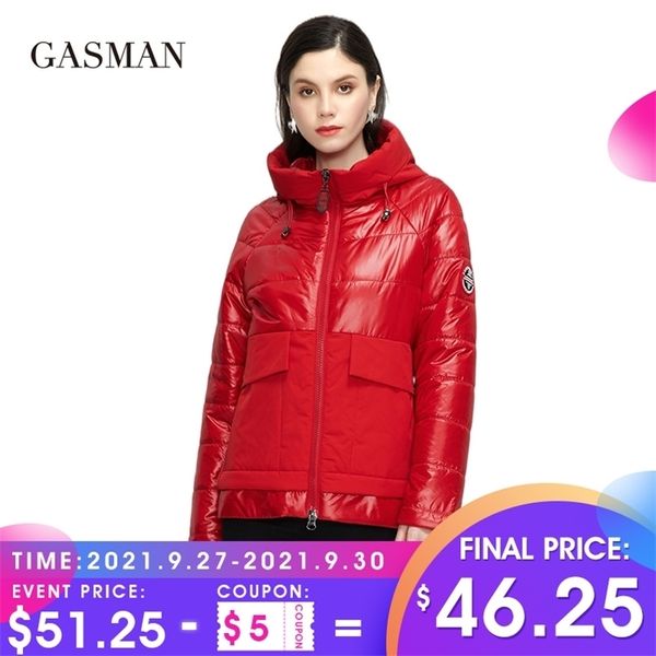 

gasman designer spring warm cotton parka women coat short fashion casual stand-up collar hooded women's autumn jacket 81070 210925, Black
