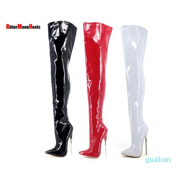 

boots trend women winter high heels patent leather female heel plain stretch crotch thigh boot black 3085