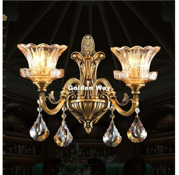

wall lamp modern crystal light full copper luxury nordic mirror luminaire bathroom living room 110~220v home decoration