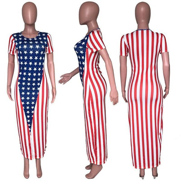 

women's dresses star spangled banner dress autumn summer fashion casual women size 2xl, Black;gray