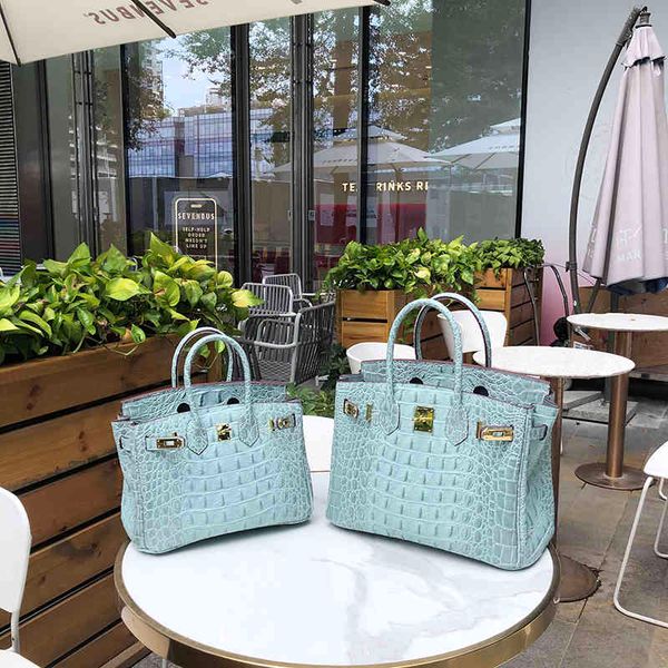 

herme birkins handbag crocodile leather totes shirland pattern fashion chain women's cowhide bag have logo