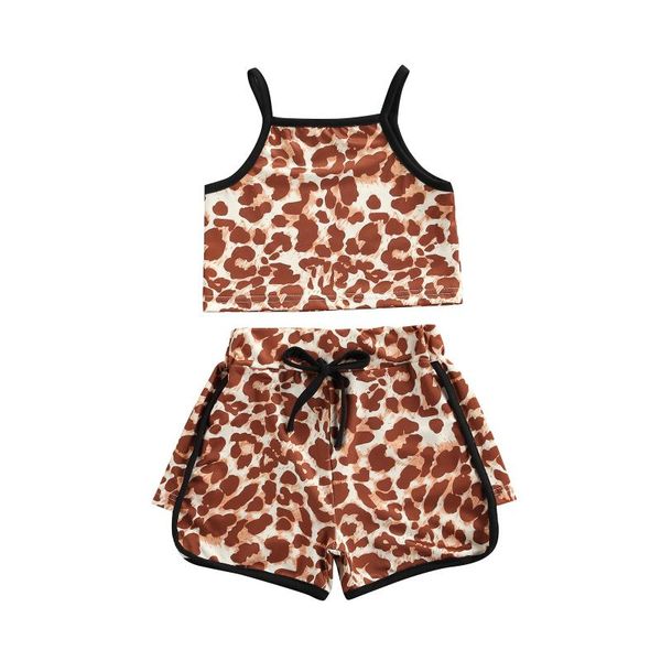 

clothing sets 2021 0-5y fashion kids baby girl set leopard print sleeveless vest+shorts summer outfits 2pcs, White