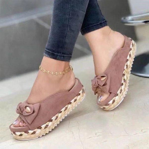 

sandals women casual wedges heels slippers for summer shoes peep toe straw sandalias mujer sweet platform, Black
