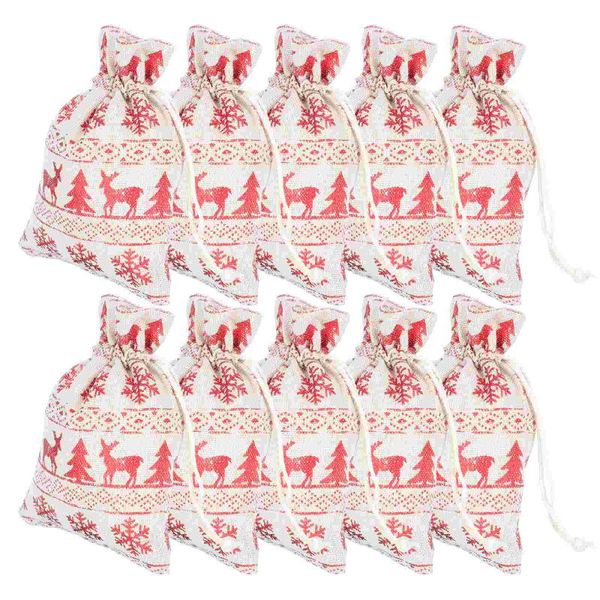 

gift wrap 24pcs delicate xmas storage drawstring bag christmas cotton linen pouch
