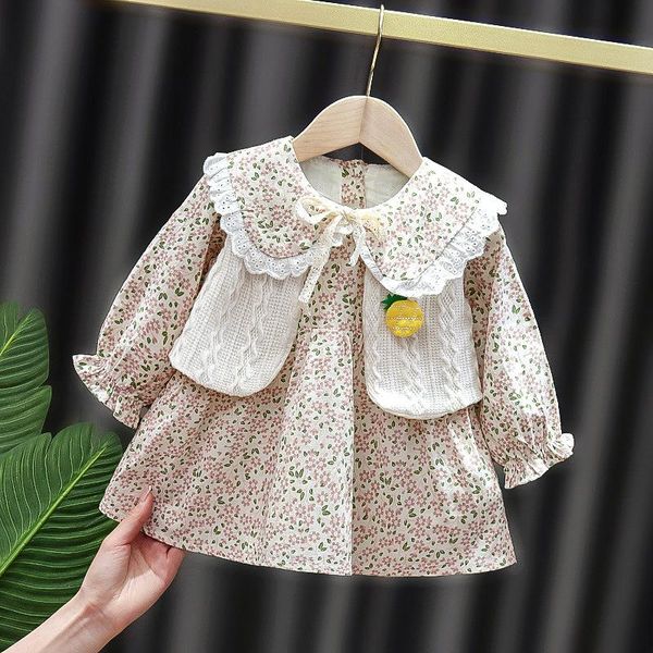 

girl's dresses 2021 spring infant baby girl dress casual print long sleeve toddler born clothes, Red;yellow