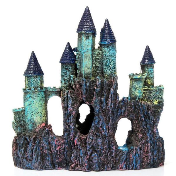 

decorations artificial resin castle shape aquarium fish bowl landscaping cave decoration
