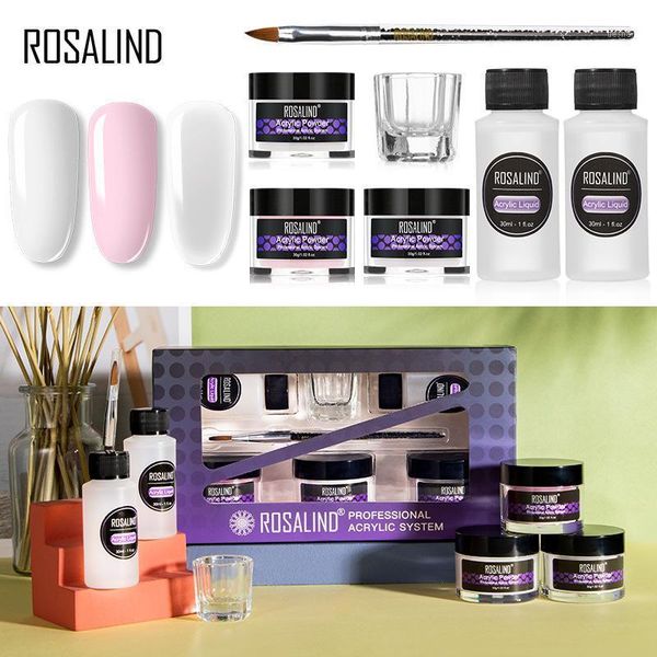 

rosalind tricolor crystal powder box oem 30g high-capacity diy nail carving extension set1