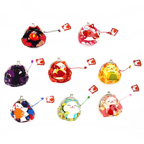 

cat purse coin wallet cotton animal cartoon cute purse portable change bag gifts wholesale random delivery, Red;black