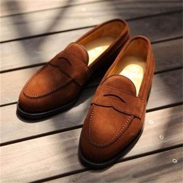 

new men shoes handmade high-grade brown faux suede classic round head comfortable fashion trend leisure dh303, Black