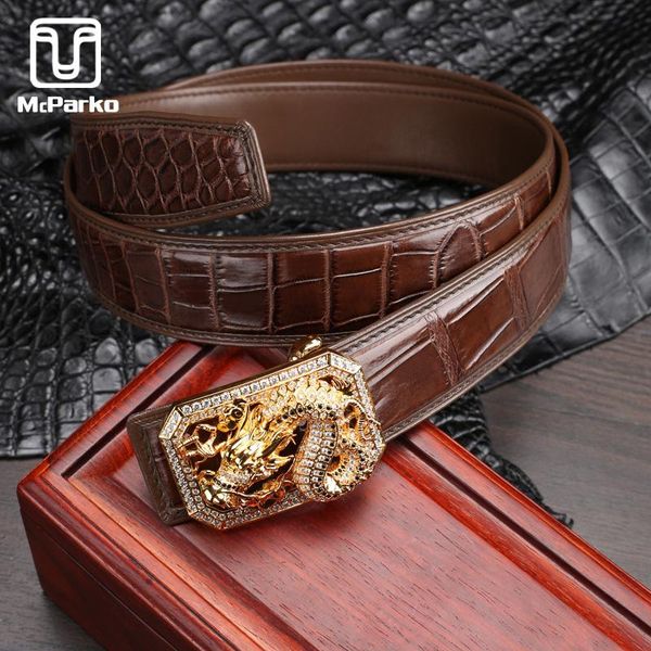 

belts mcparko chinese style loong buckle belt authentic crocodile leather men genuine waist black brown 2021 luxury