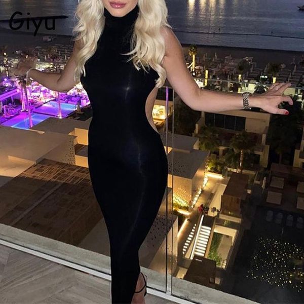 

casual dresses giyu elegant bodycon summer dress club party hollow out long for women 2021 sleeveless vestidos, Black;gray