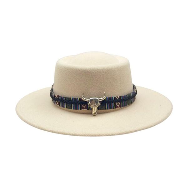 

wide brim hats winter women porkpie hat with ngau tau national style retro felt panama wool fedora men, Blue;gray