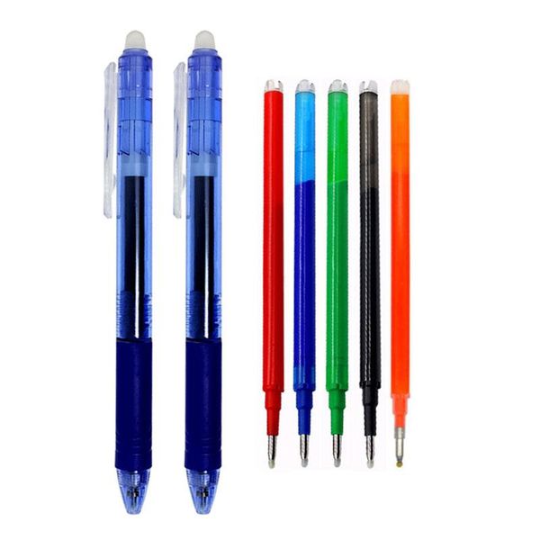 

0.7mm erasable pen refill 8 color ink slide press washable handle rod office stationery accessories retractable gel pens