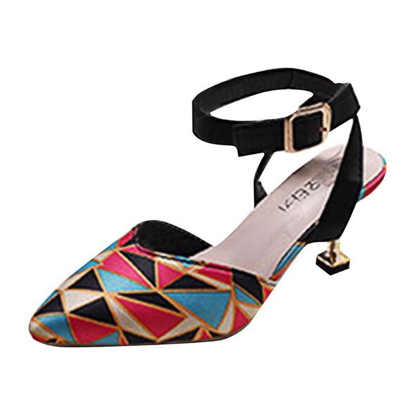 

dress shoes vogue women sandals nice summer pointed-toe roman stiletto heels buckles ladies fashion slippers jly8, Black