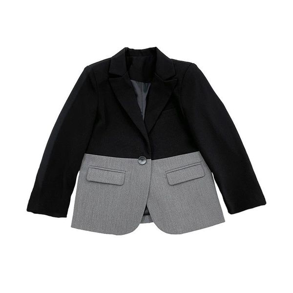 

jackets children's single suit jacket spring autumn korean handsome boy splicing coat kids formal party, Blue;gray
