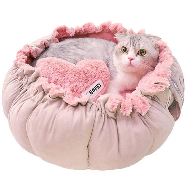 

1pc creative soft warm pet bed nest adjustable drawstring cushion for cats puppies supplies cat beds & furniture